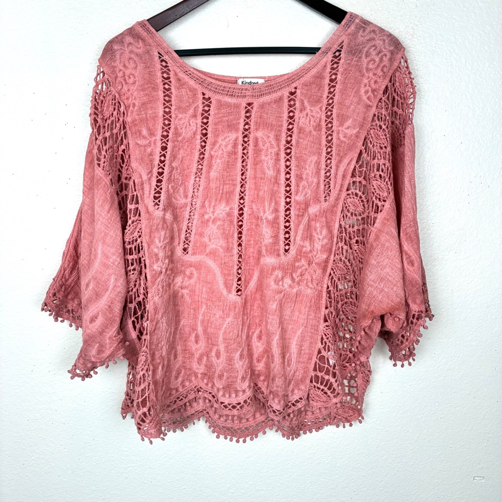 Top Sz L Crochet Boho Lace Cottage Feminine Fairy Grunge Festival Shabby Chic